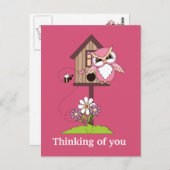 漫画考えのフクロウの葉書 ポストカード (正面/裏面)