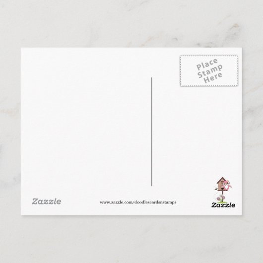 漫画考えのフクロウの葉書 ポストカード (裏面)