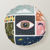 漫画自然宇宙:秋イラストレーション ラウンドクッション (裏面)