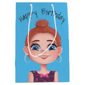 漫画誕生日ガールオンアクア ミディアムペーパーバッグ (正面)