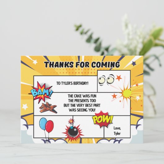 漫画誕生日パーティーサンキューカード サンキューカード (スタンド正面)