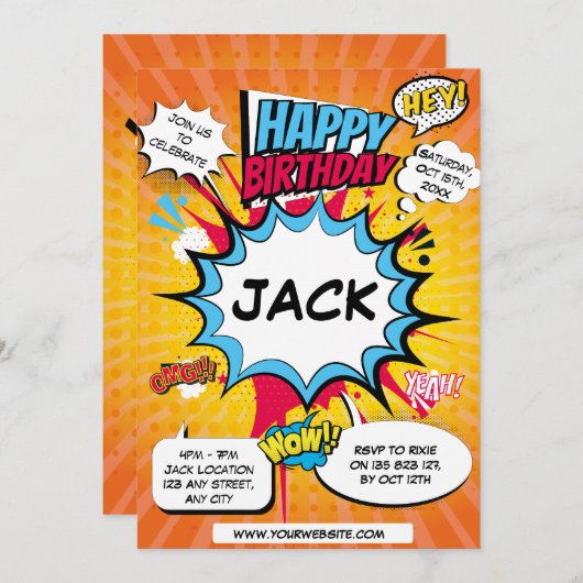 漫画誕生日招待状 招待状 (正面/裏面)