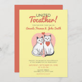 漫画赤と白の猫のテーマ結婚の 招待状 (正面/裏面)