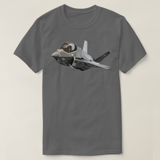 漫画軍隊ステルスジェット戦闘機飛行機 Tシャツ (デザイン正面)