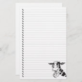 漫画間抜けの乳牛が並んだペット文房具 便箋 (正面/裏面)