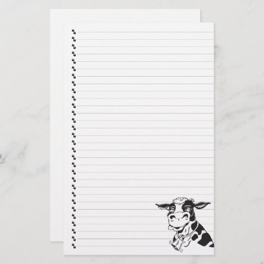 漫画間抜けの乳牛が並んだペット文房具 便箋 (正面/裏面)
