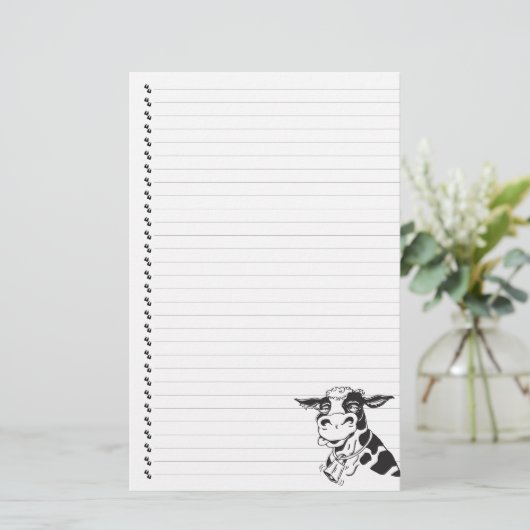 漫画間抜けの乳牛が並んだペット文房具 便箋 (スタンド正面)