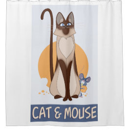 漫画間抜けの猫とマウスとチーズ シャワーカーテン