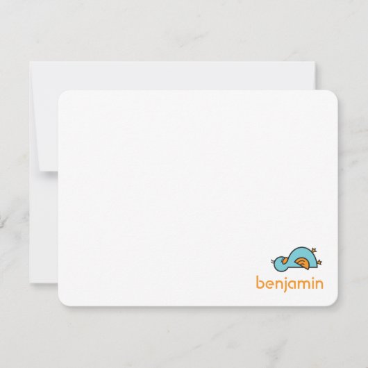 漫画間抜けダッキー（アヒルちゃん）男の赤ちゃんサンキューカード サンキューカード (正面)