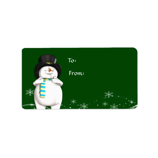 漫画雪だるまクリスマスギフトラベル ラベル (正面)