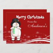 漫画雪だるまクリスマスグリーティングカード シーズンカード (正面/裏面)