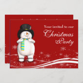 漫画雪だるまクリスマスパーティー 招待状 (正面/裏面)