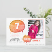 漫画音声バブル写真ガール誕生日 招待状 (スタンド正面)