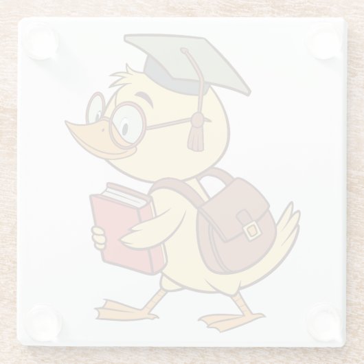 漫画頭が切れるのアヒル学生卒業 ガラスコースター (裏面)