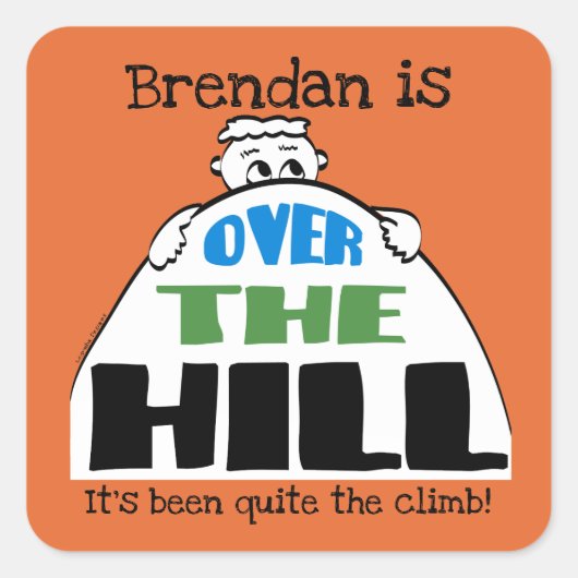 漫画顔オーバーザヒルパーソナライズされた誕生日 スクエアシール (正面)