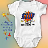 漫画風の吹き出しで赤ちゃん言葉をやめろ ベビーボディスーツ