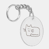 漫画風の猫の線画 キーホルダー (正面左)