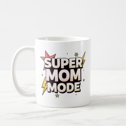 漫画風スーパーママ マグカップ|陶器のコーヒーカップ コーヒーマグカップ (左)