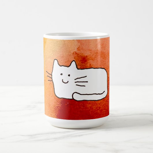 漫画風猫の線画 コーヒーマグカップ (中央)