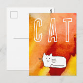 漫画風猫の線画 ポストカード (正面/裏面)