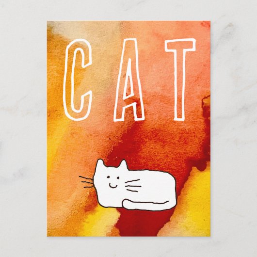 漫画風猫の線画 ポストカード (正面)