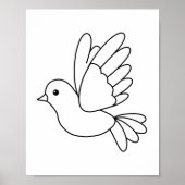 漫画飛んでいるの鳩の鳥の着色ページ ポスター (正面)