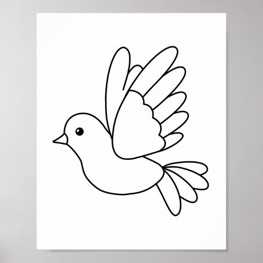 漫画飛んでいるの鳩の鳥の着色ページ ポスター (正面)