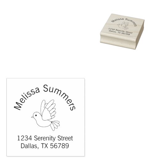 漫画飛んでいる鳩ハト差出人住所 ラバースタンプ (押印)