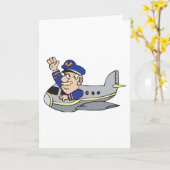 漫画飛行機 カード (黄色い花)