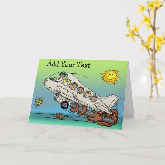 漫画飛行機 カード (黄色い花)