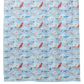 漫画飛行機 シャワーカーテン (正面)