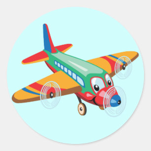 漫画飛行機 ラウンドシール