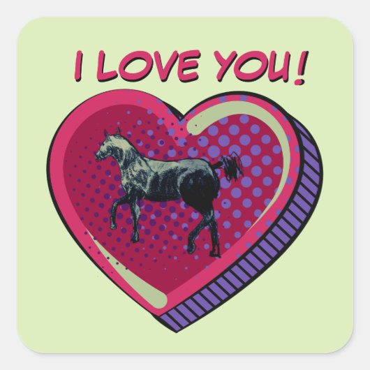 漫画馬ハート スクエアシール (正面)
