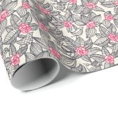 漫画鳥の花柄2 ラッピングペーパー (ロールコーナー)