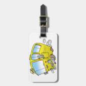 漫画黄色いバス荷物のラベル ラゲッジタグ (正面縦)
