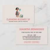 漫画3D粘土プラスチック女性のクリーニングキャラクター 名刺 (正面/裏面)