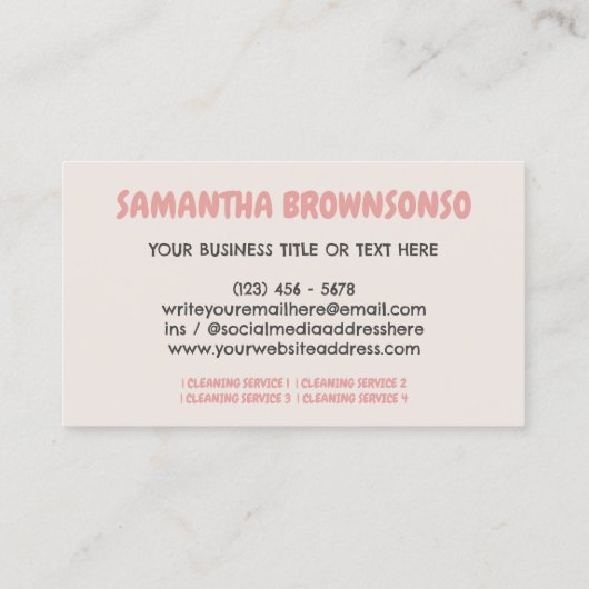 漫画3D粘土プラスチック女性のクリーニングキャラクター 名刺 (裏面)