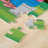 漫画、少年と黒人の女の子遊のチェスアウトドア。 ジグソーパズル (側面)