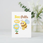 漫画:花から蜜を集めるかわいいハチ ポストカード (スタンド正面)