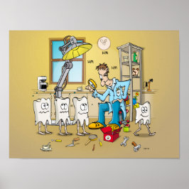 漫画； tanden op controlle bij de tandarts ポスター