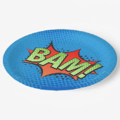 漫画BAM！を青い背景で予約 ペーパープレート (アングル)