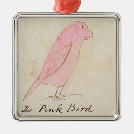 「漫画Birの16のスケッチからのピンクの鳥、 メタルオーナメント (正面)
