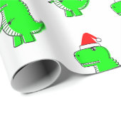 漫画Tレックスかわいいディノサンタスクリスマスハット ラッピングペーパー (ロールコーナー)