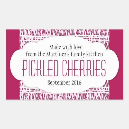 漬けさくらんぼ赤い食品ラベルのシール 長方形シール (正面)