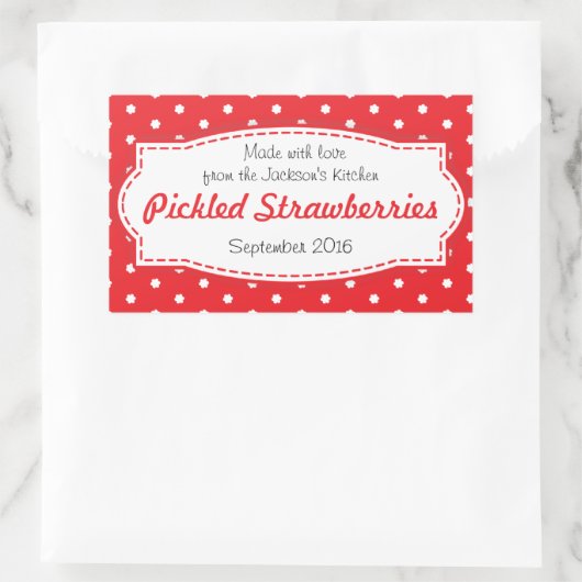 漬けイチゴまたはジャム食品ラベルのシール 長方形シール (バッグ)