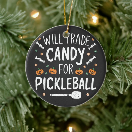 漬物のハロウィンのためにキャンディを不気味交換する セラミックオーナメント (ツリー)