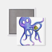 漬物の瓶の磁石を付けたタコ マグネット (正面/裏面)