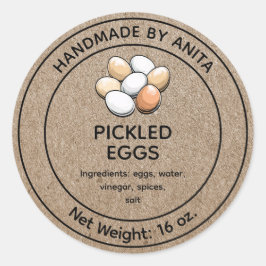 漬物エッグジャールラベルクラフト紙をテーマにしたデザイン ラウンドシール