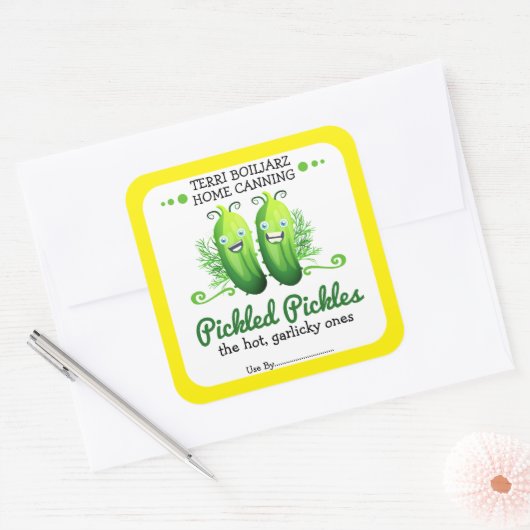 漬物キュウリのパーソナライズされた自家缶詰 スクエアシール (封筒)