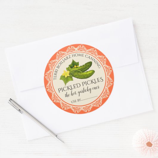 漬物キュウリのパーソナライズされた自家缶詰 ラウンドシール (封筒)